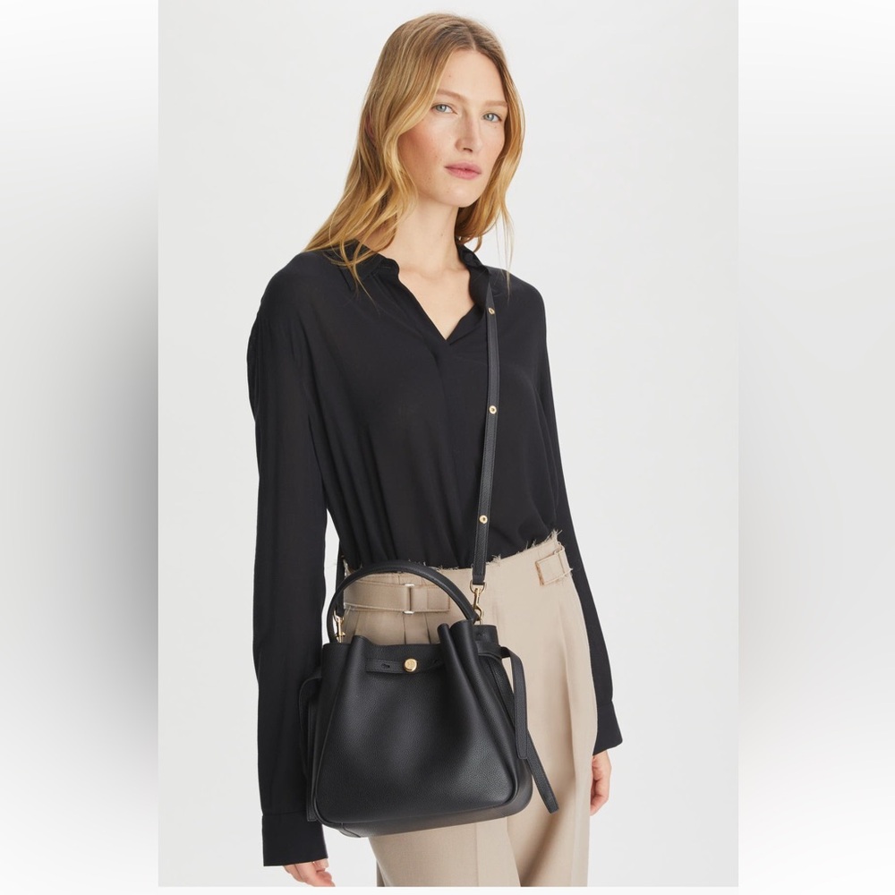 Tory Burch Romy Pebble Leather Bucket Bag